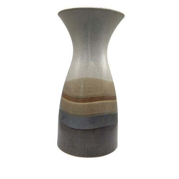 Stoneware Vase With Earthy Tones & Flared Rim Flowers Garden Art Outside Earthy - Picture 4 of 8